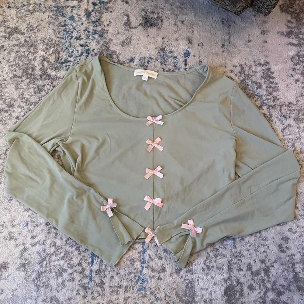 Sister Jane Green 3/4 Sleeve Tie Front Blouse